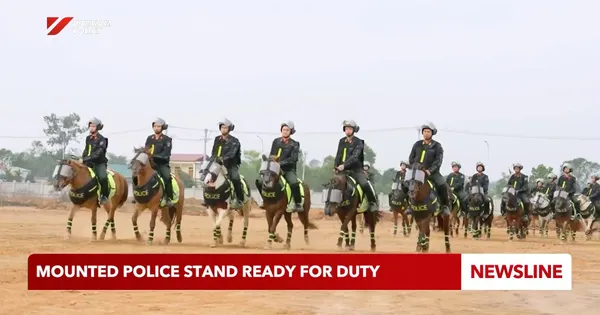 Mounted police stand ready for duty