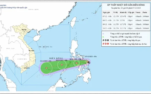 Áp thấp nhiệt đới tiến vào Biển Đông, sức gió giật cấp 8