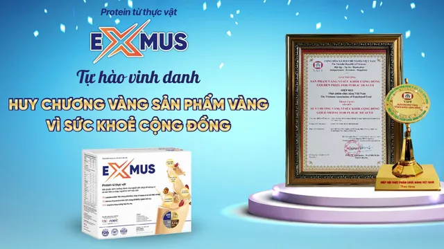 Protein ExMus - Khẳng định uy tín vượt trội với Huy chương vàng Sản phẩm vàng vì sức khoẻ cộng đồng