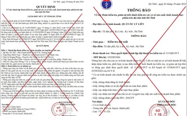 Sở Y tế Hà Tĩnh cảnh báo lừa đảo trong kiểm tra an toàn thực phẩm