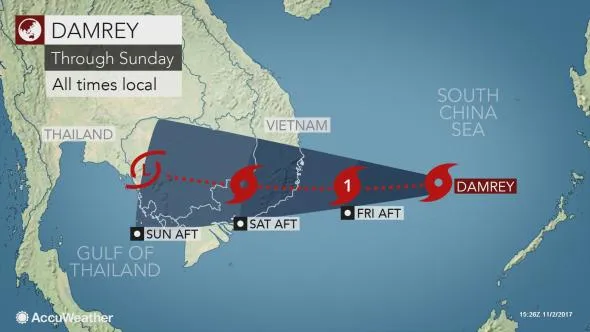 Tropical storm Damrey aims for Southern central coast