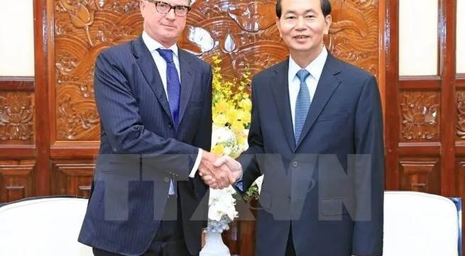 President Tran Dai Quang bids farewell to Austria Ambassador
