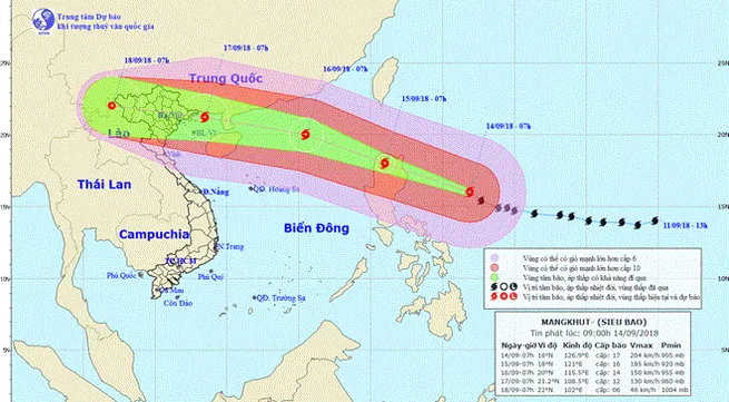 Super typhoon Mangkhut to hit Vietnam on Sept. 17