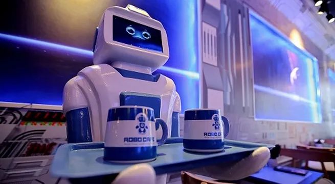 Robot works at Hanoi coffee shop