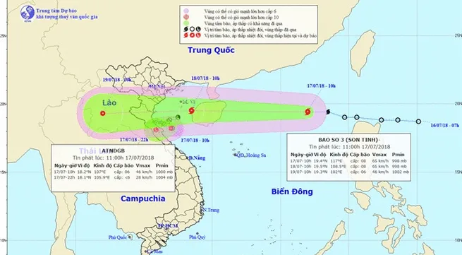 Storm Sơn Tinh hits East Sea, brings heavy rain to northern and central provinces