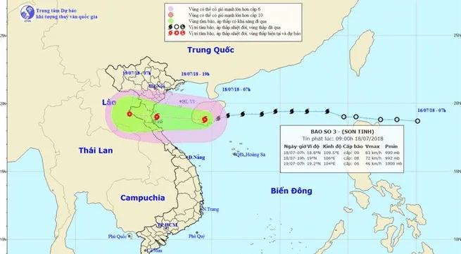 Typhoon Sơn Tinh to make landfall Wednesday night