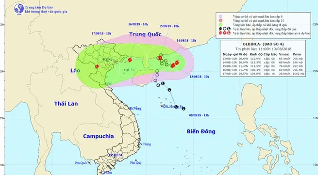 Typhoon Bebinca heads to East Sea, torrential rains forecast