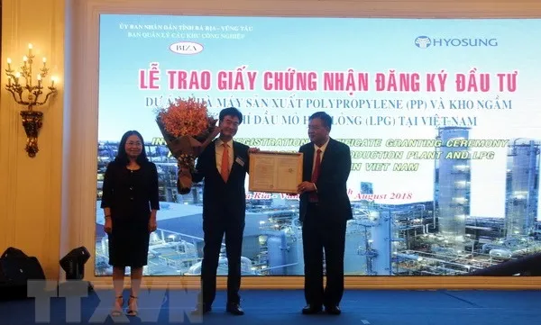 Bà Rịa-Vũng Tàu grants investment certificate for $1.2b chemical project