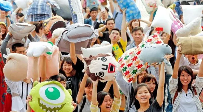 Japanese pillow fighting tournament