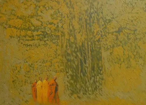 Artist portrays Vietnamese villages on poonah paper