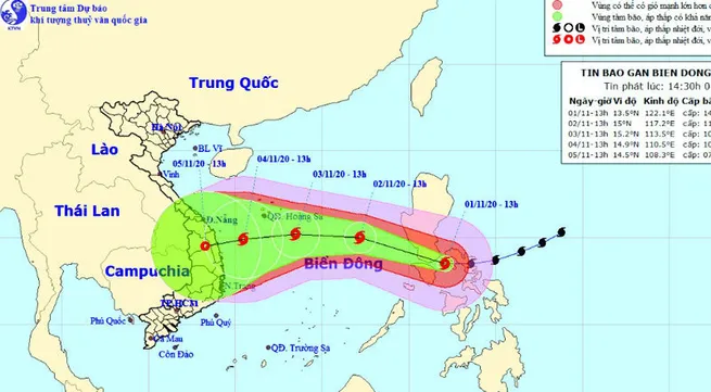 Super typhoon Goni leveled down, heading to East Sea