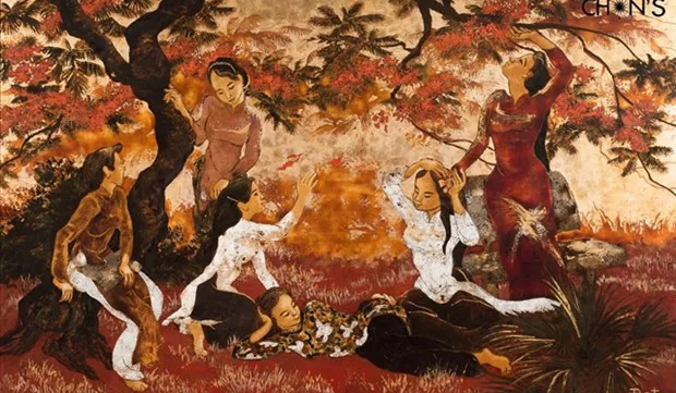 Traditional lacquer works on display in Hanoi