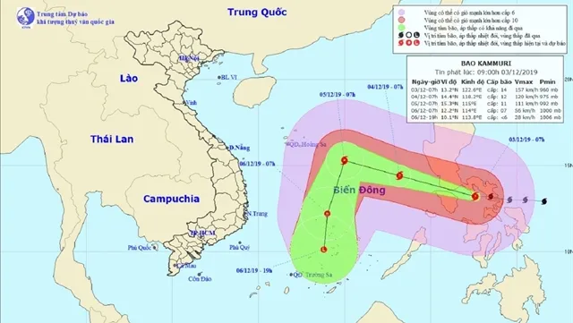 Typhoon Kammuri heading to East Sea