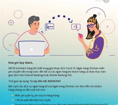 Shinhan Bank offers free online money transfer 