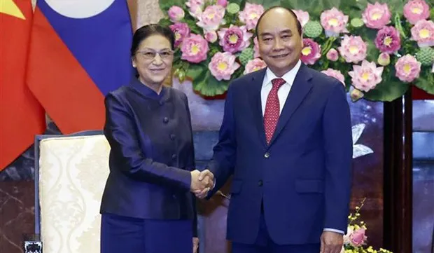 President Nguyen Xuan Phuc receives Lao Vice President Pany Yathotou