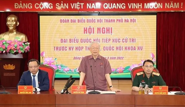 Party chief meets voters in Hanoi