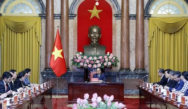 State leader welcomes Chairwoman of Lao Presidential Office