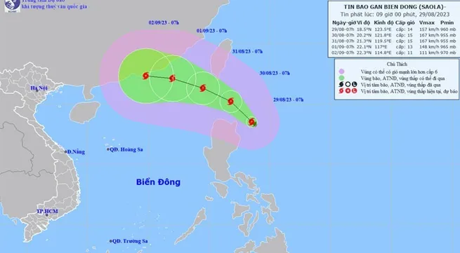 Storm Saola to enter East Sea, causing rough seas