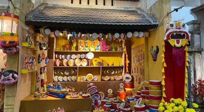 Display of traditional mid-autumn festival lanterns