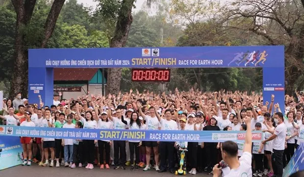 People run to respond to Earth Hour 2024 Campaign