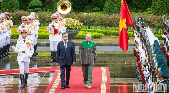 President hosts welcome ceremony for Timor-Leste leader