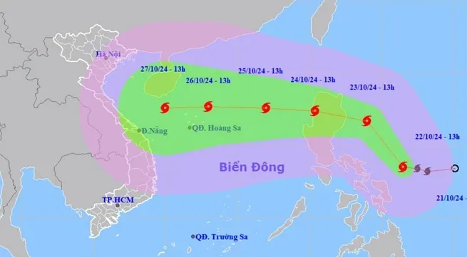 Typhoon Trami may reach level 12, with gusts up to level 15 when entering East Sea