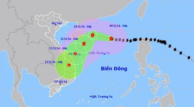 Typhoon No. 7 heading toward Hoang Sa archipelago with gusts at level 17