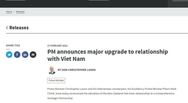 New Zealand media highlight upgrade of ties with Vietnam