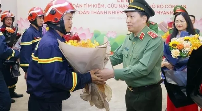 Police delegation returns from earthquake relief mission in Myanmar