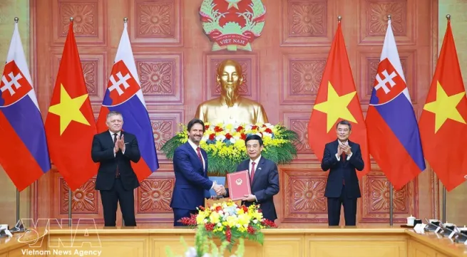 Vietnamese, Slovak PMs witness exchange of documents, chair joint press briefing