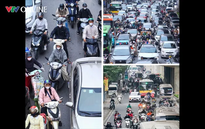 Ngày đầu đi làm sau Tết, nhiều tuyến đường Hà Nội ken đặc phương tiện