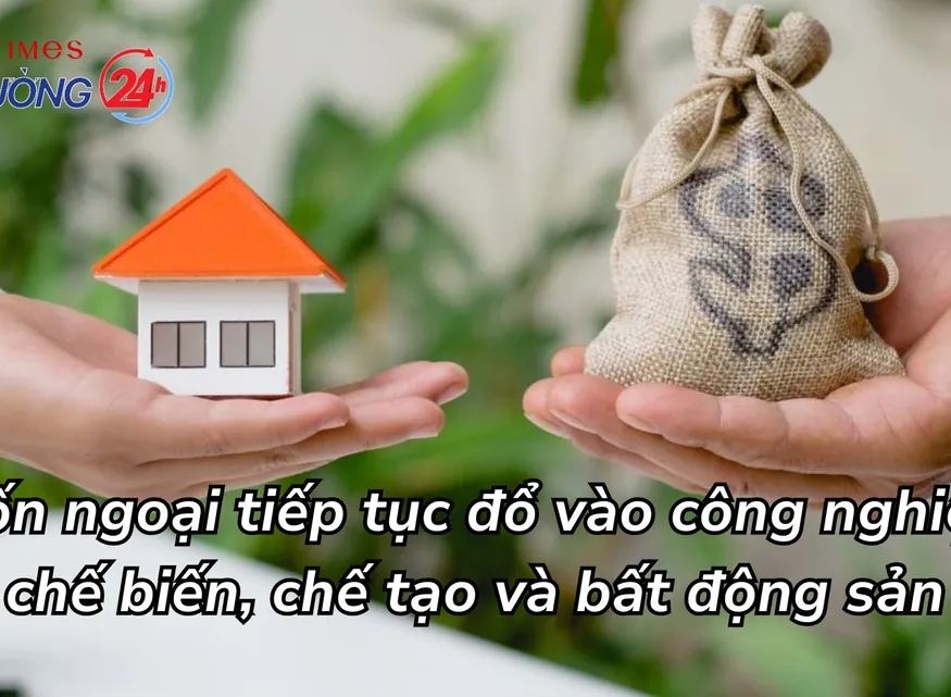 Vốn ngoại tiếp tục đổ vào công nghiệp chế biến, chế tạo và bất động sản