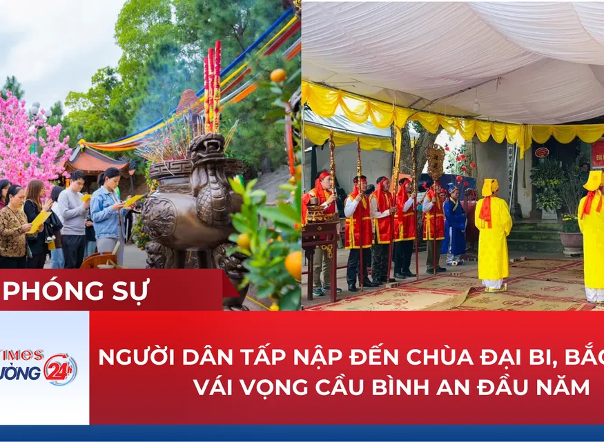 Người dân tấp nập đến chùa Đại Bi, Bắc Ninh vái vọng cầu bình an đầu năm